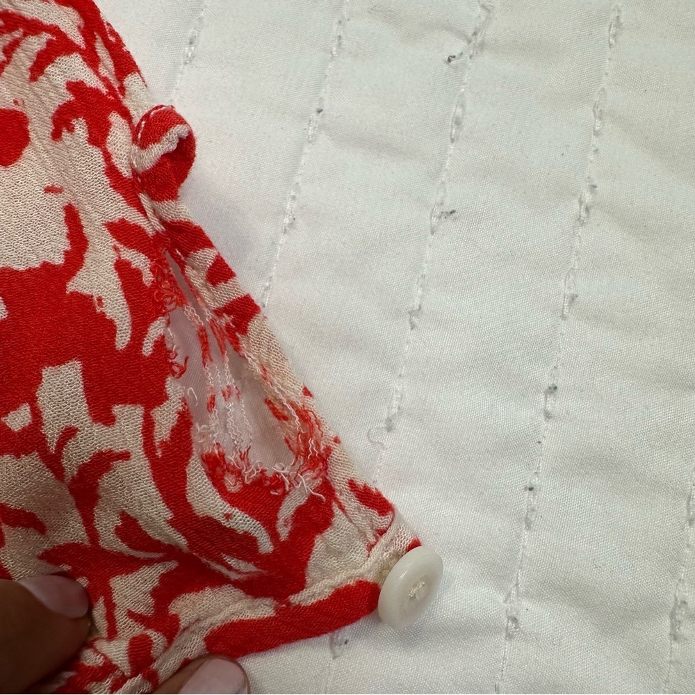 Free People Gardenia Combo Red White Floral Medallion Print Resortwear Romper - Picture 15 of 15